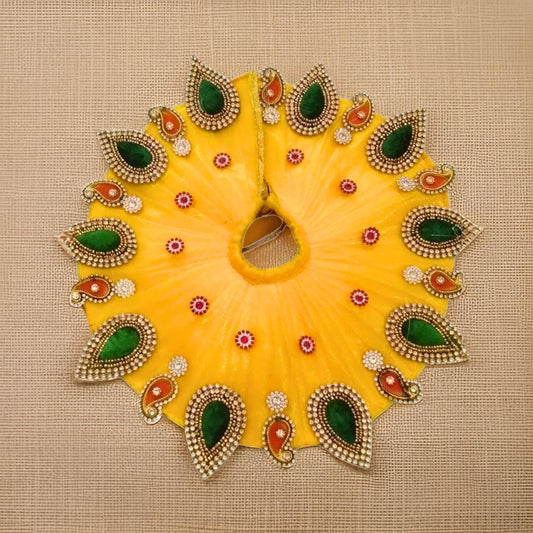 Yellow Laddu Gopal Dress with Kundan Work